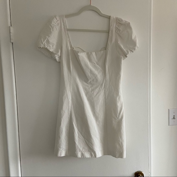 Zara white tie back dress with puff sleeves - Picture 3 of 5